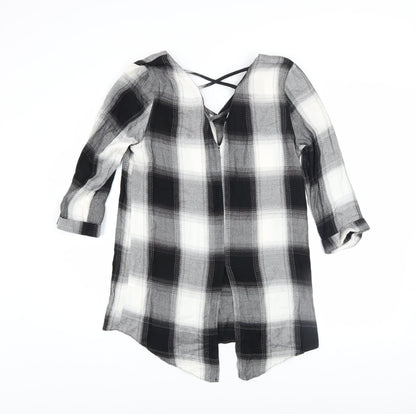 Womens UK Size 10 River Island Black Tunic Button-Up