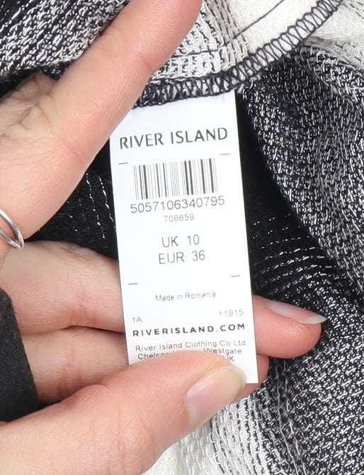 Womens UK Size 10 River Island Black Tunic Button-Up
