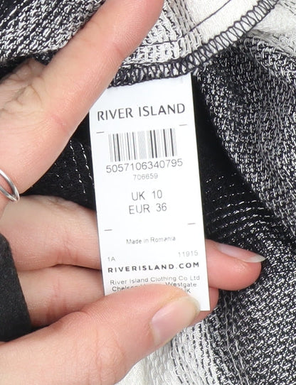 Womens UK Size 10 River Island Black Tunic Button-Up