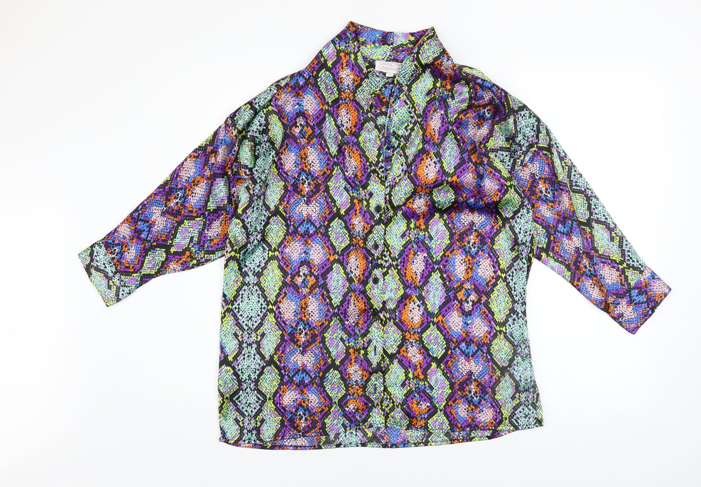 Womens UK Size 6 Dancing Leopard Multicoloured Tunic Blouse