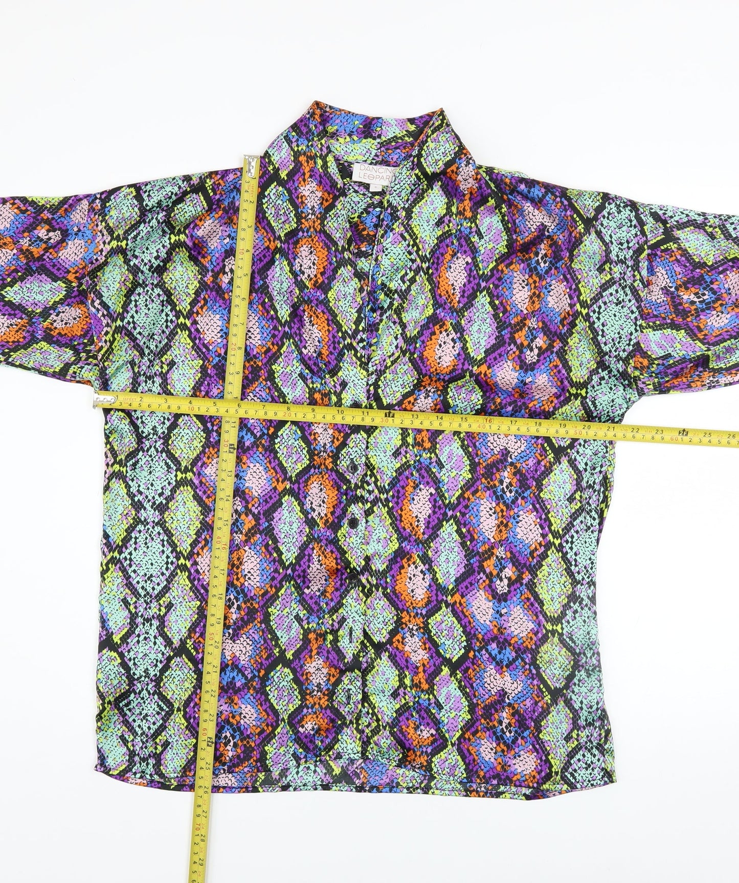 Womens UK Size 6 Dancing Leopard Multicoloured Tunic Blouse