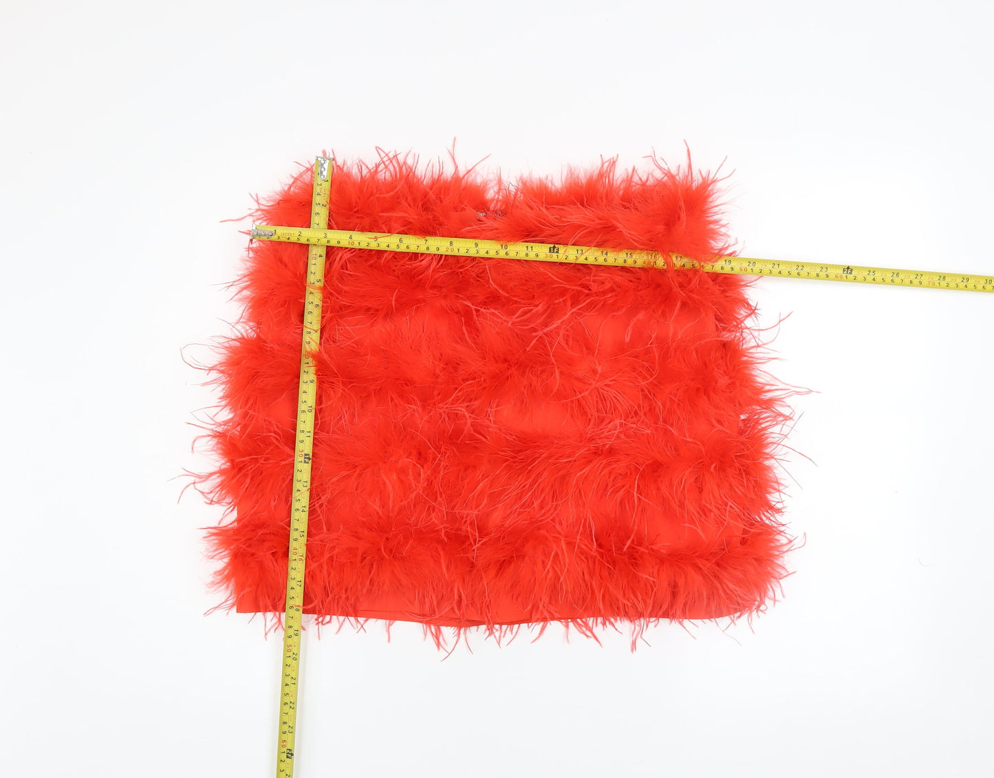 Nasty Gal Women Red Faux Feather Trim Mini Skirt Size 14 Party