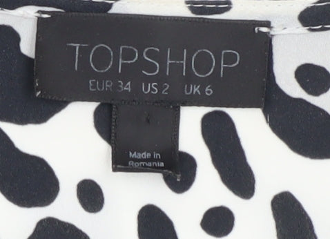 Womens UK Size 6 Topshop Black Wrap Blouse