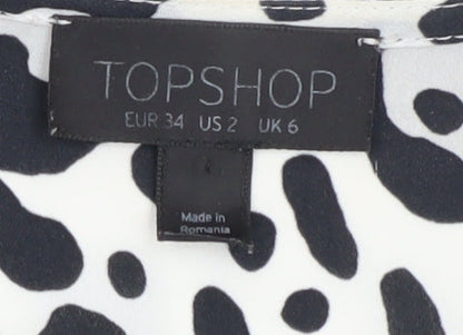 Womens UK Size 6 Topshop Black Wrap Blouse