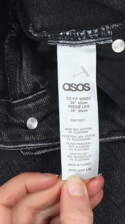 Womens UK Size 8 ASOS Regular Fit Straight Black Jeans