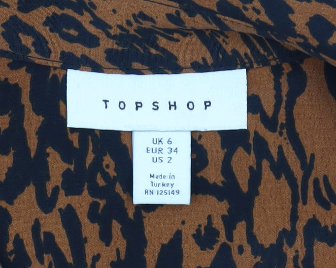Womens UK Size 6 Topshop Brown Tunic Blouse
