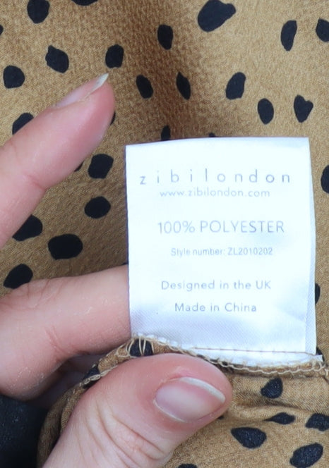 Womens UK Size 8 zibilondon Brown Tunic Blouse