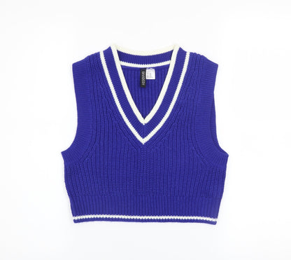 Womens UK Size 2XS H&M Blue Vest Jumper