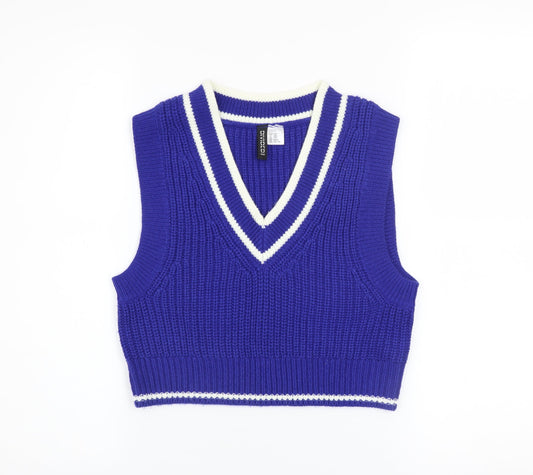 Womens UK Size 2XS H&M Blue Vest Jumper
