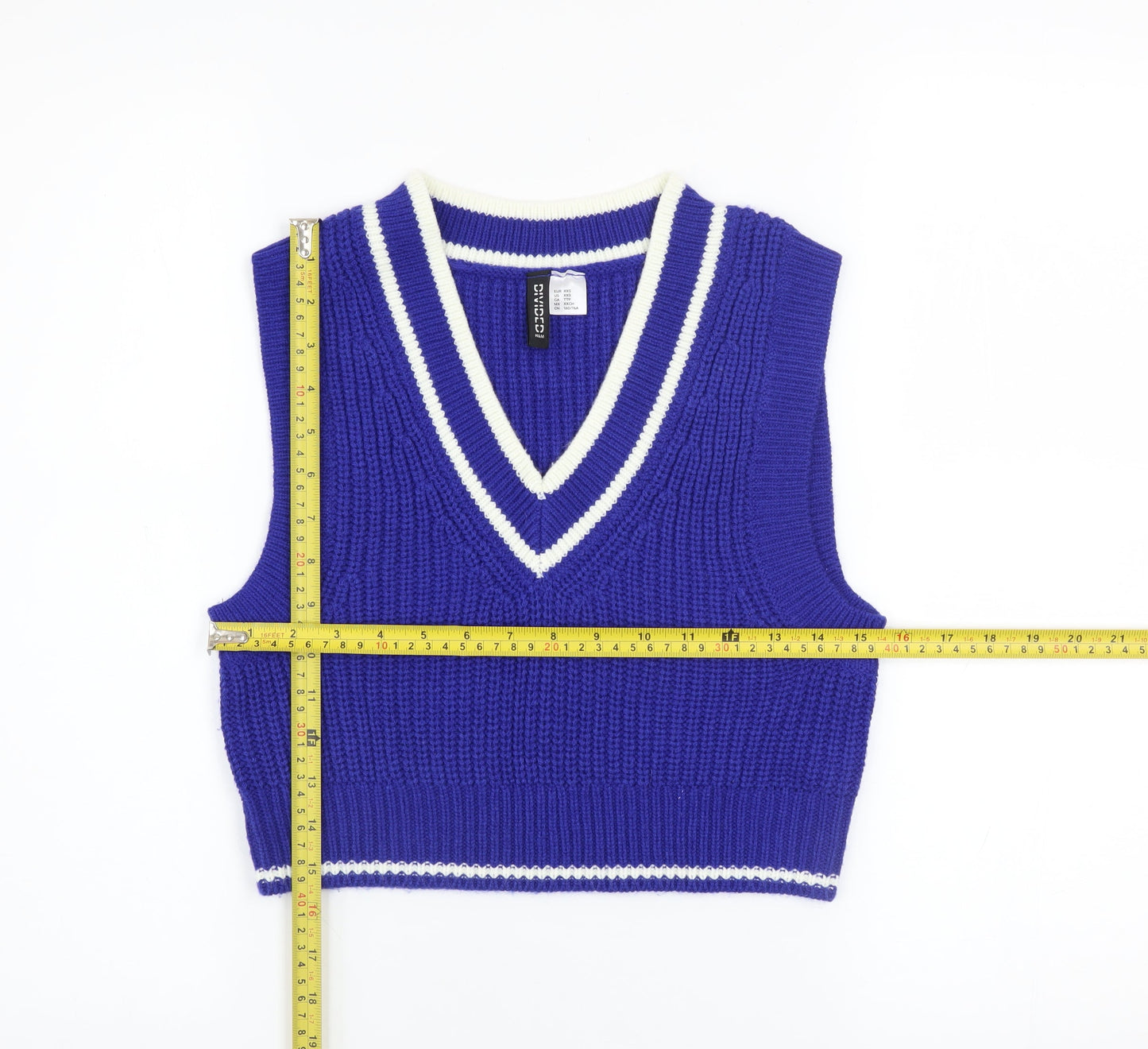 Womens UK Size 2XS H&M Blue Vest Jumper
