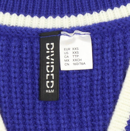 Womens UK Size 2XS H&M Blue Vest Jumper