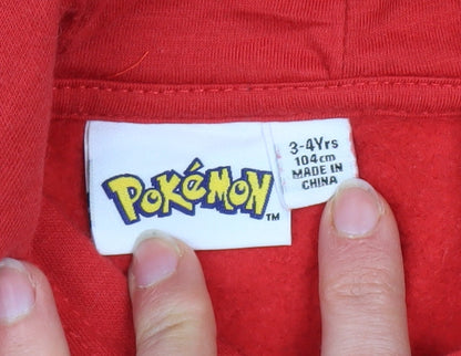 Boys UK Size 3-4 Years Pokémon Red Pullover Hoodie