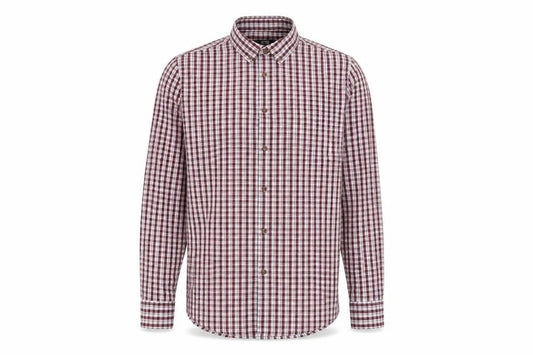 Front view of Dunnes Men's Red Check Slim Fit Long Sleeve Casual Shirt XL