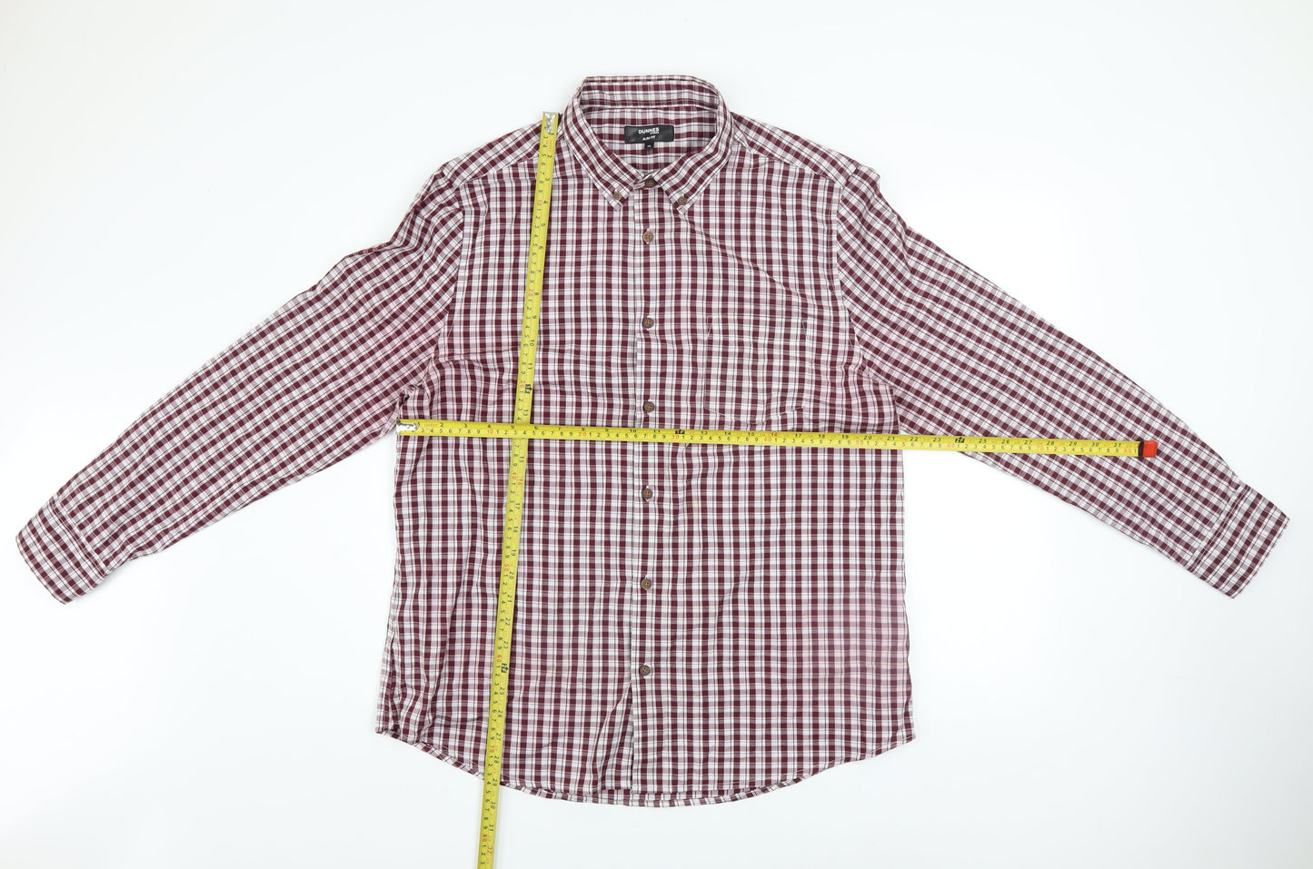 Dunnes Stores Men's Red Check Slim Fit Long Sleeve Casual Shirt XL