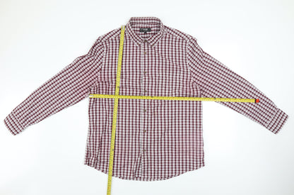 Dunnes Stores Men's Red Check Slim Fit Long Sleeve Casual Shirt XL