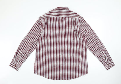 Dunnes Stores Men's Red Check Slim Fit Long Sleeve Casual Shirt XL