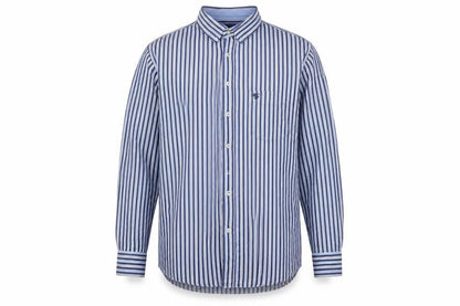 Marco Capelli Men's Blue Striped Cotton Button-Up Shirt Size L