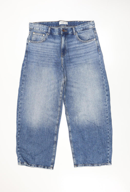 Mens UK Size M Pull & Bear Regular Fit Straight Blue Jeans