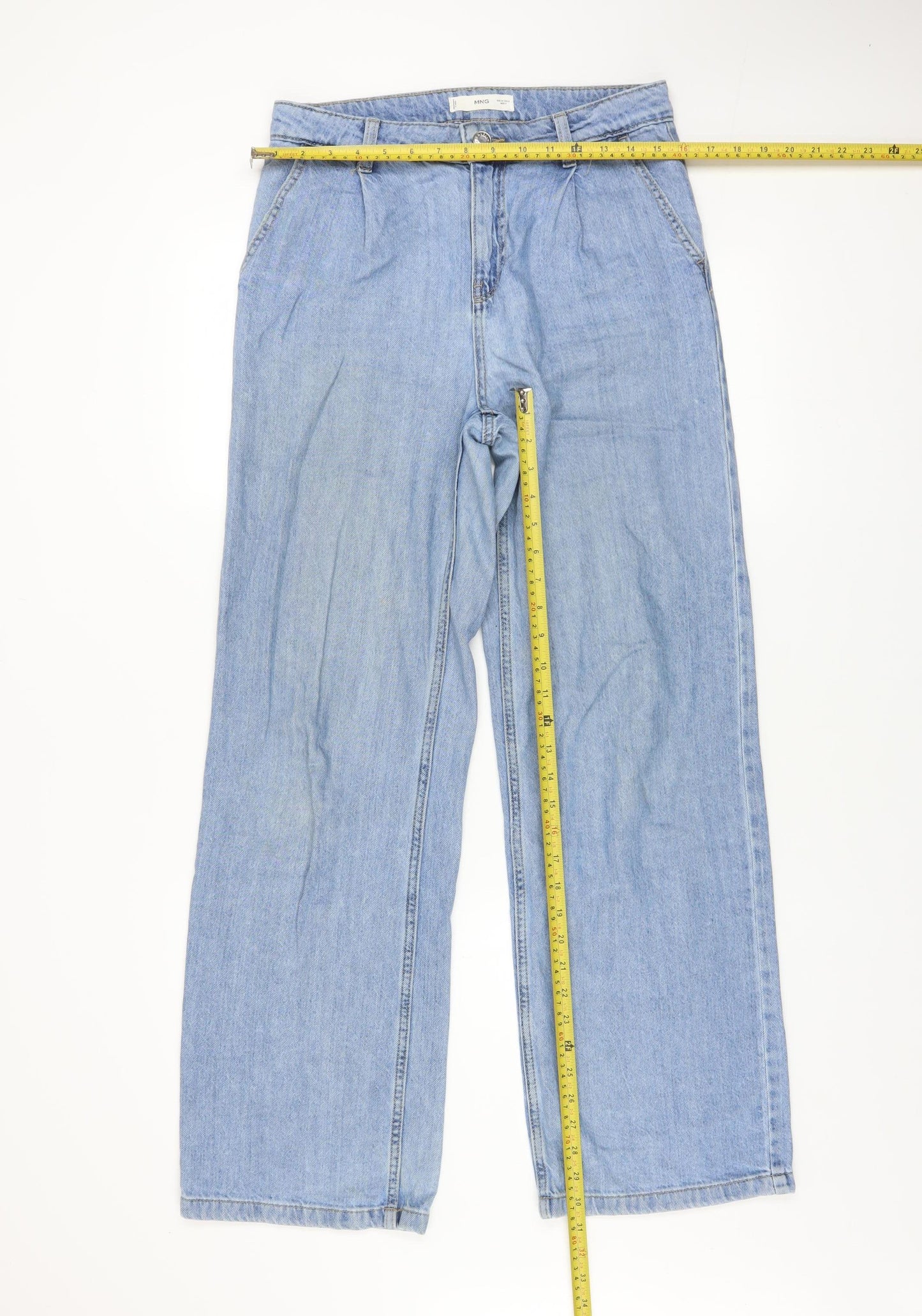 Womens UK Size 6 MNG Relaxed Fit Wide-Leg Blue Jeans