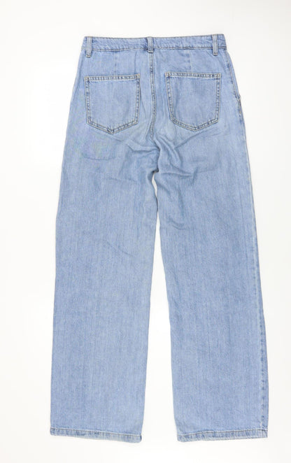 Womens UK Size 6 MNG Relaxed Fit Wide-Leg Blue Jeans