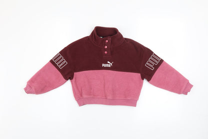 Puma Girls Pink Colourblock Fleece Pullover Sweatshirt 7-8 Years