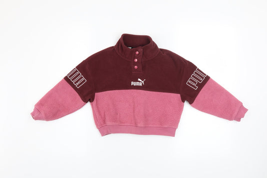 Puma Girls Pink Colourblock Fleece Pullover Sweatshirt 7-8 Years