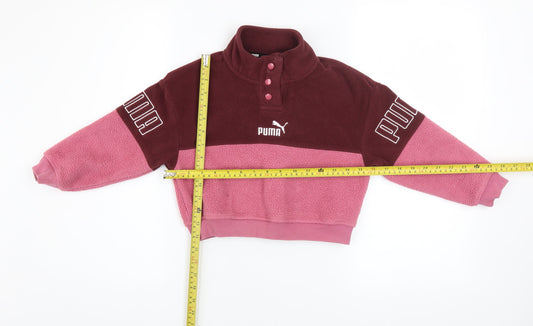 Puma Girls Pink Colourblock Fleece Pullover Sweatshirt 7-8 Years