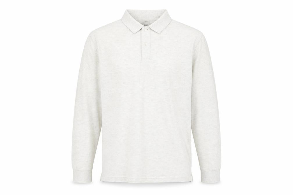 Marks and Spencer Men’s Ivory Cotton Long Sleeve Polo Shirt XL Regular Fit