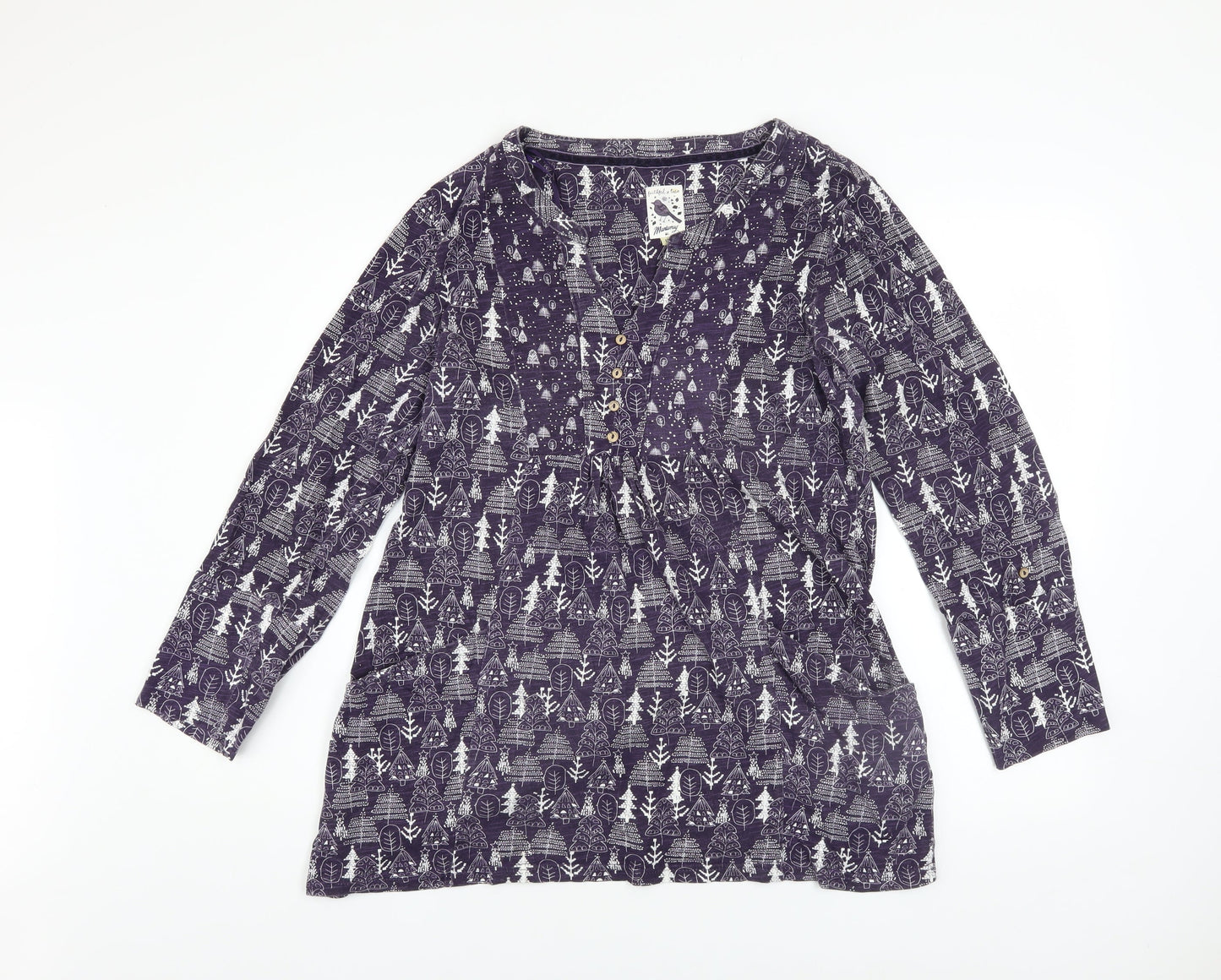Womens UK Size 12 Mantaray Purple Tunic Blouse
