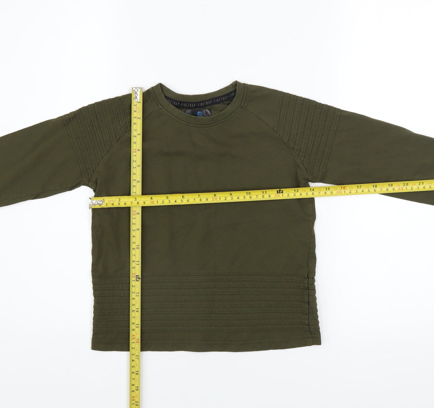 Boys UK Size 7-8 Years Firetrap Green Basic T-Shirt