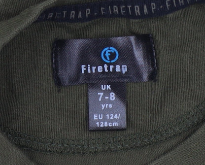 Boys UK Size 7-8 Years Firetrap Green Basic T-Shirt