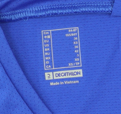 Womens UK Size XS DECATHLON Blue Running & Jogging Gym & Training Walking T-Shir