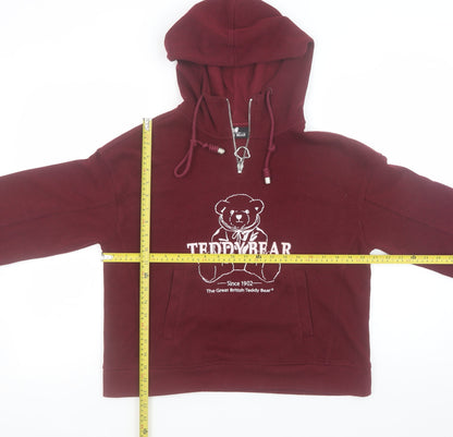 Womens UK Size M The Great British Teddy Bear Red Pullover Hoodie