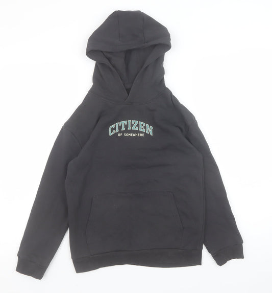 Boys UK Size 9-10 Years Marks and Spencer Black Pullover Hoodie