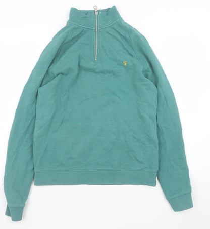 Mens UK Size L Farah Green 1/4 Zip Sweatshirt