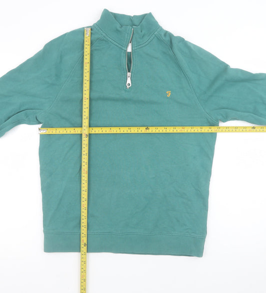 Mens UK Size L Farah Green 1/4 Zip Sweatshirt