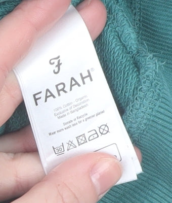 Mens UK Size L Farah Green 1/4 Zip Sweatshirt