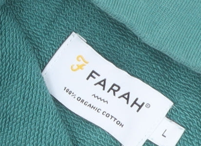 Mens UK Size L Farah Green 1/4 Zip Sweatshirt