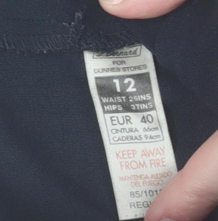 Womens UK Size 12 Dunnes Stores Regular Fit Business Casual Workwear Black Trous