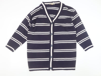 Womens UK Size 16 Ann Harvey Blue Cardigan Jumper