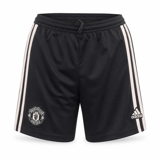 Front view of adidas girls’ black football shorts 11-12 years manchester united activewear