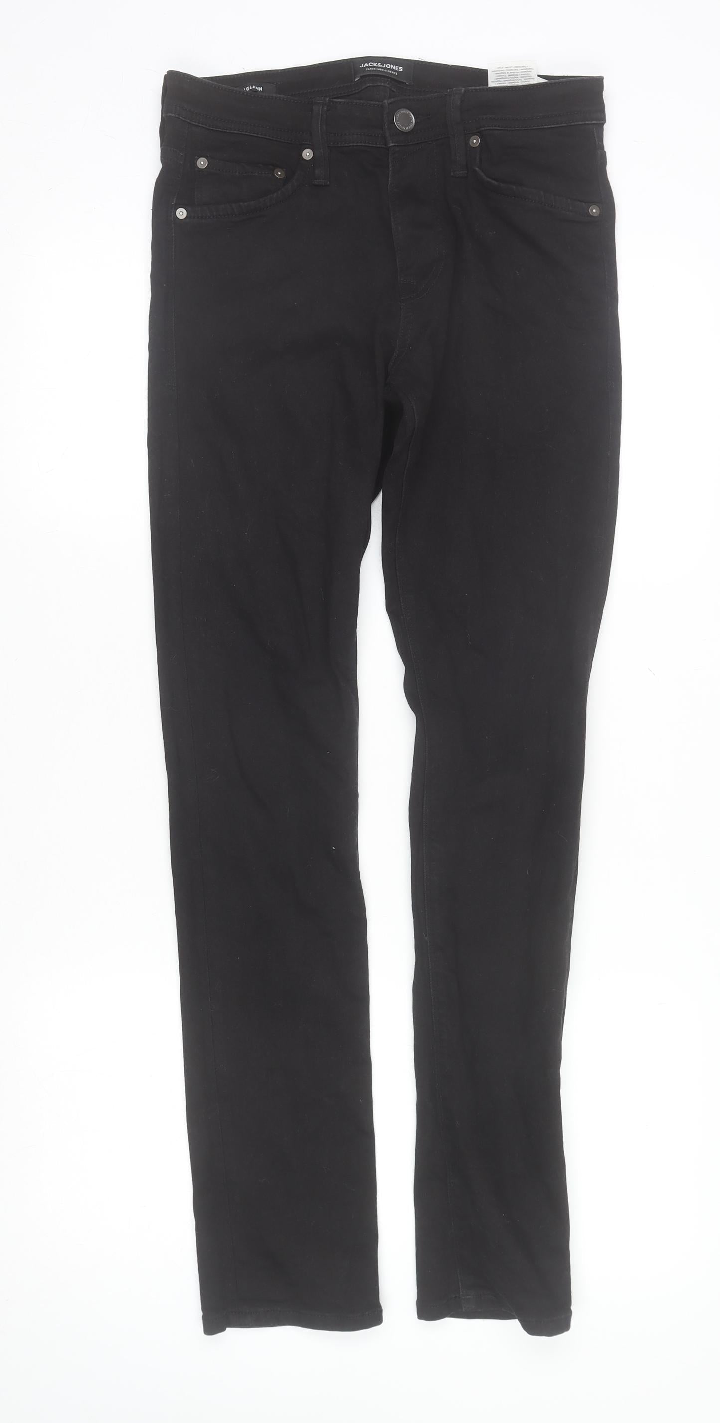 Mens UK Size 28 JACK & JONES Slim Fit Straight Black Jeans