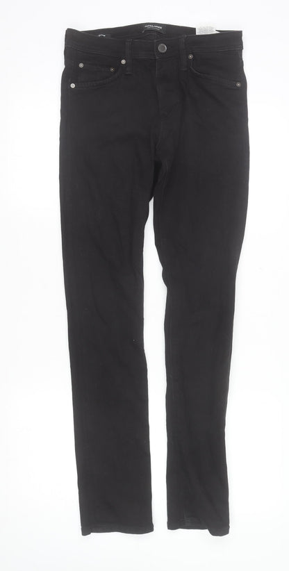 Mens UK Size 28 JACK & JONES Slim Fit Straight Black Jeans