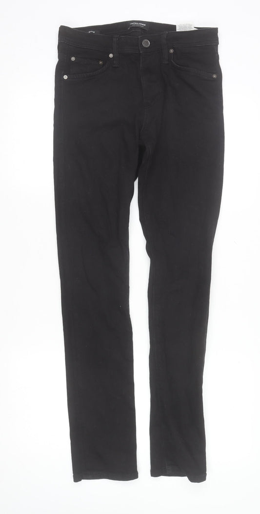 Mens UK Size 28 JACK & JONES Slim Fit Straight Black Jeans
