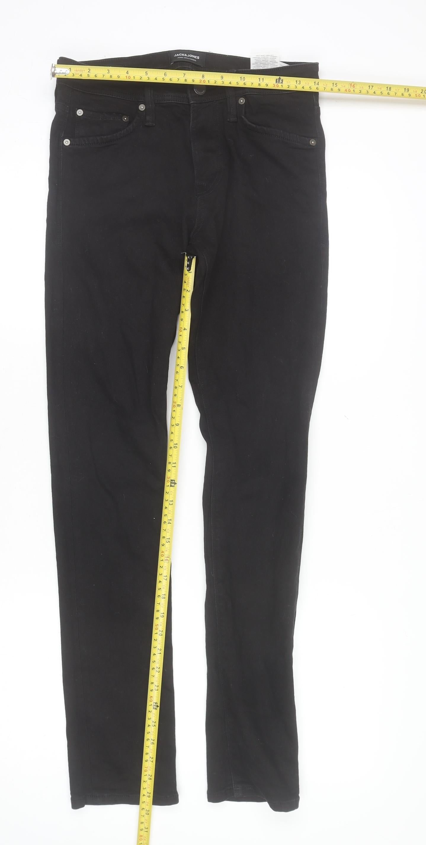 Mens UK Size 28 JACK & JONES Slim Fit Straight Black Jeans