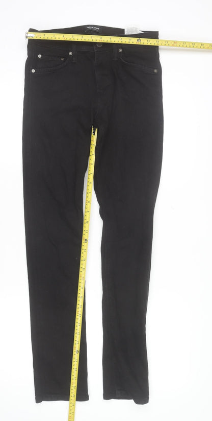 Mens UK Size 28 JACK & JONES Slim Fit Straight Black Jeans