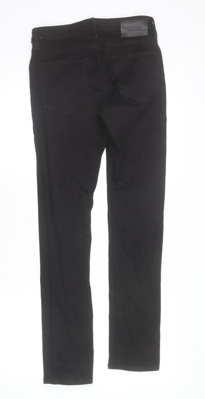 Mens UK Size 28 JACK & JONES Slim Fit Straight Black Jeans