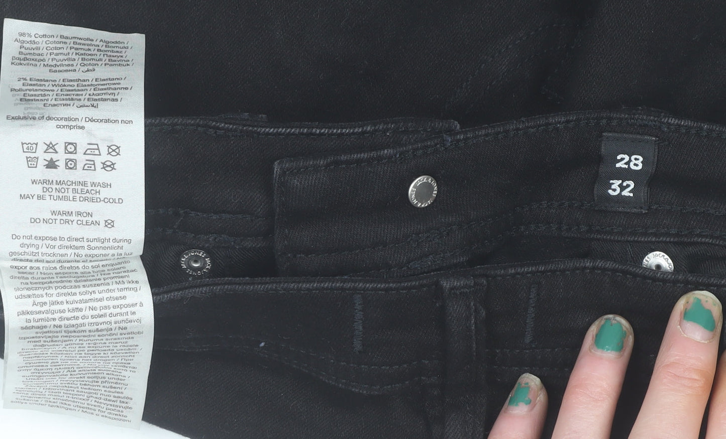 Mens UK Size 28 JACK & JONES Slim Fit Straight Black Jeans