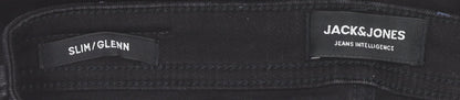 Mens UK Size 28 JACK & JONES Slim Fit Straight Black Jeans