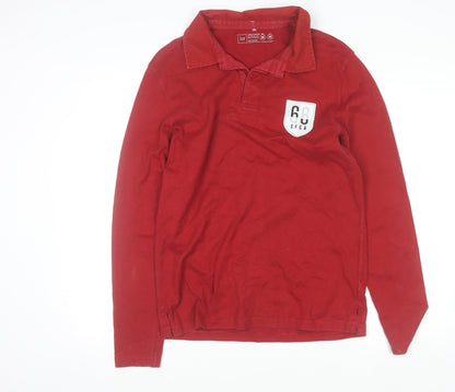 GAP Men's Red Cotton Long Sleeve Collared Casual Polo Shirt Size M
